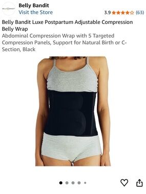 Belly Bandit Black Postpartum Adjustable Compression Belly Wrap- 3 wraps include